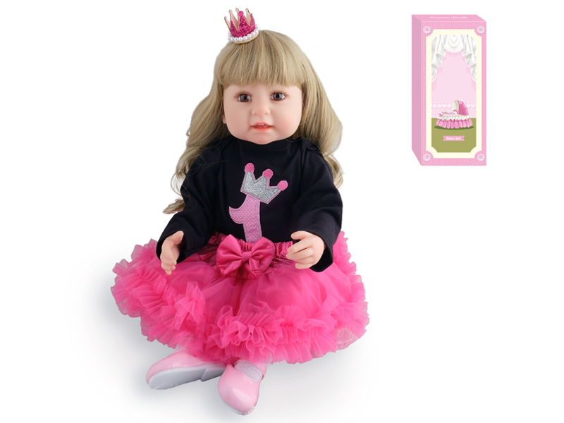 55Cm Simulation Soft Plastic Doll (Wig Cover) With Bottle+ Magnetic Pacifier+Diaper+Birth Card