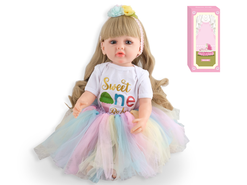 55Cm Simulation Soft Plastic Doll (Wig Cover) With Bottle+ Magnetic Pacifier+Diaper+Birth Card