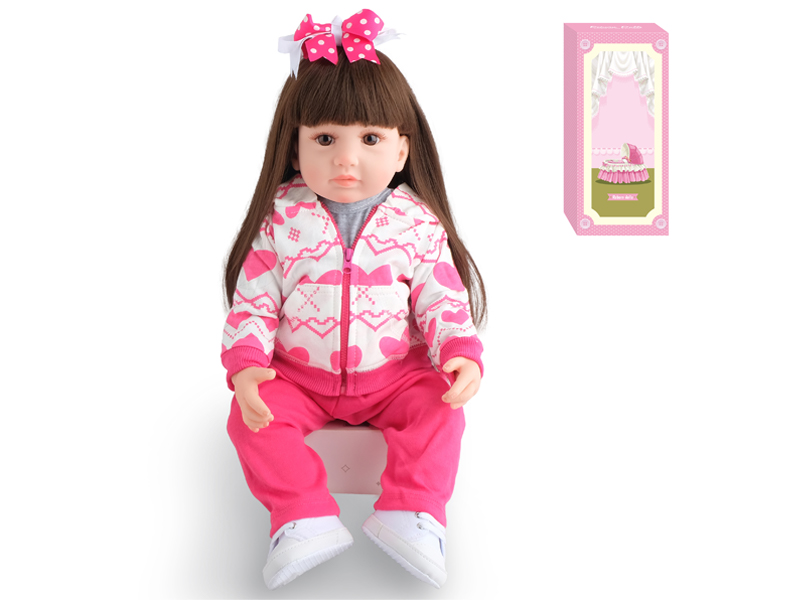 55Cm Simulation Soft Plastic Doll (Wig Cover) With Bottle+ Magnetic Pacifier+Diaper+Birth Card