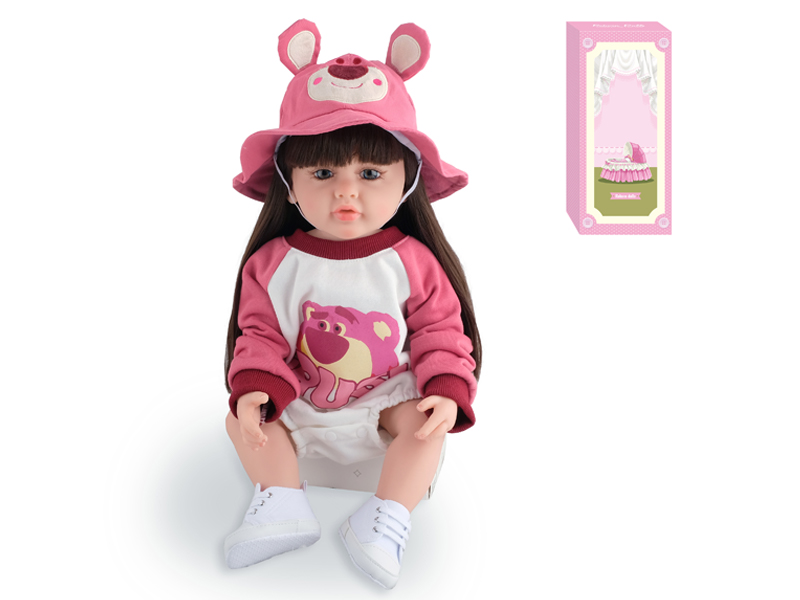 55Cm Simulation Soft Plastic Doll (Wig Cover) With Bottle+ Magnetic Pacifier+Diaper+Birth Card