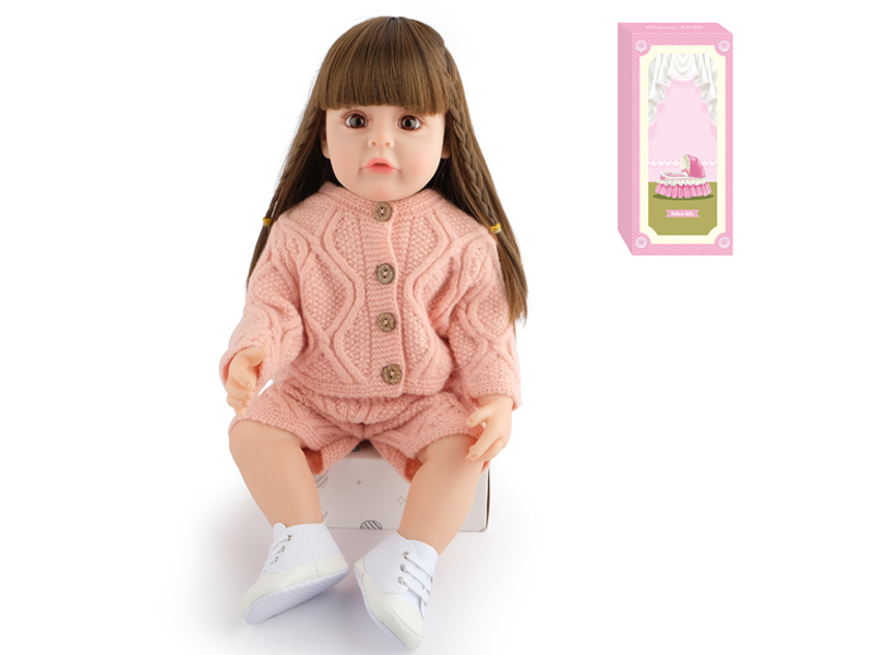 55Cm Simulation Soft Plastic Doll (Wig Cover) With Bottle+ Magnetic Pacifier+Diaper+Birth Card