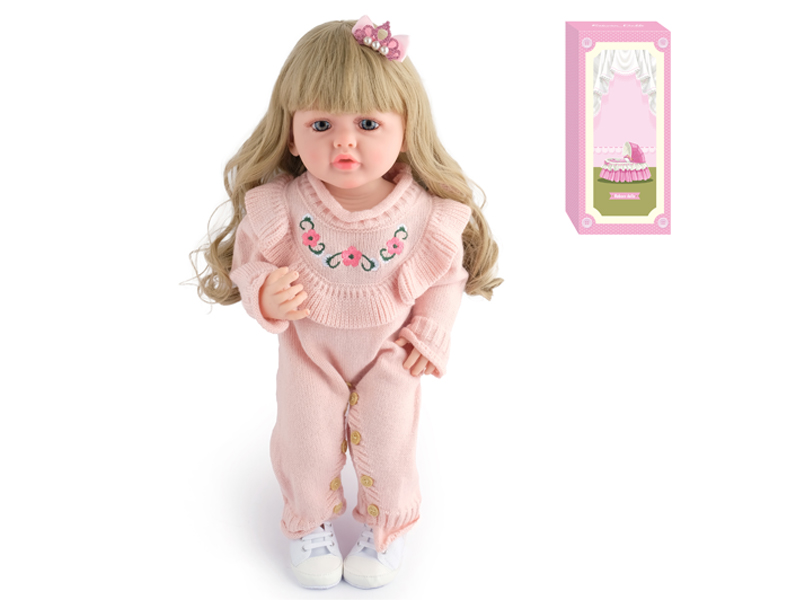 55Cm Simulation Soft Plastic Doll (Wig Cover) With Bottle+ Magnetic Pacifier+Diaper+Birth Card