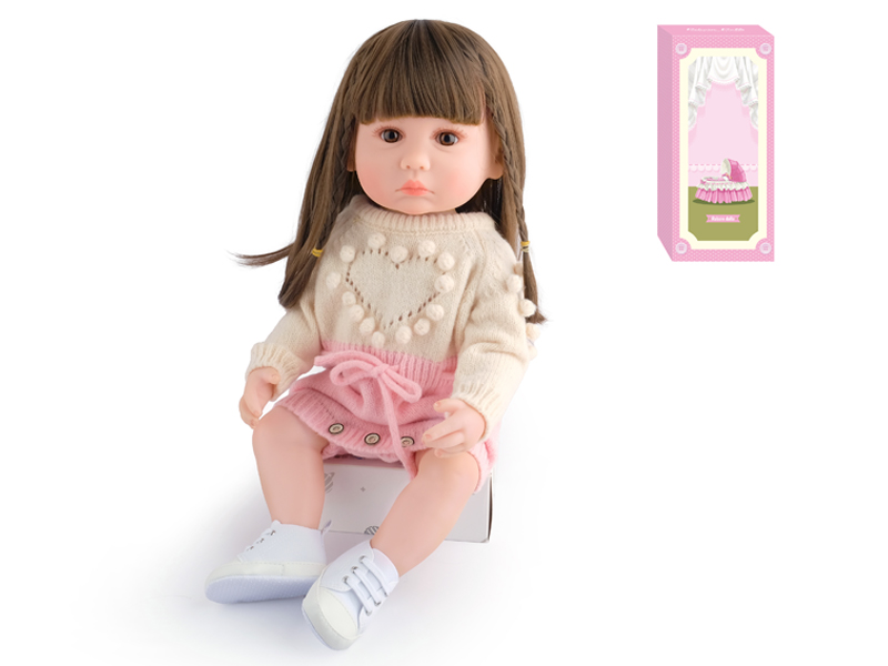 55Cm Simulation Soft Plastic Doll (Wig Cover) With Bottle+ Magnetic Pacifier+Diaper+Birth Card