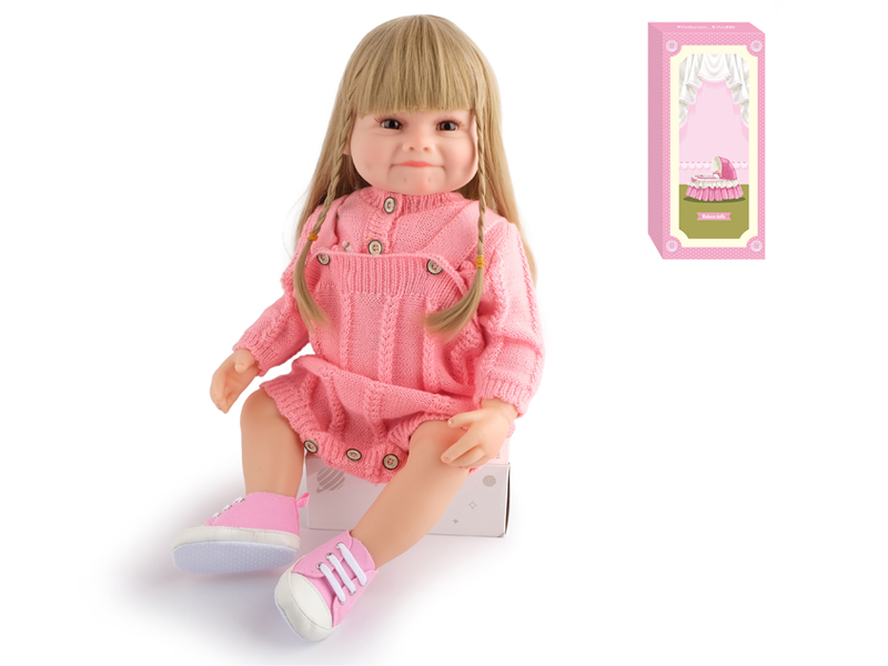 55Cm Simulation Soft Plastic Doll (Wig Cover) With Bottle+ Magnetic Pacifier+Diaper+Birth Card