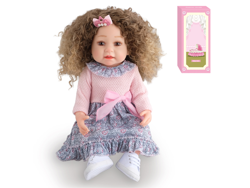 55Cm Simulation Soft Plastic Doll (Wig Cover) With Bottle+ Magnetic Pacifier+Diaper+Birth Card