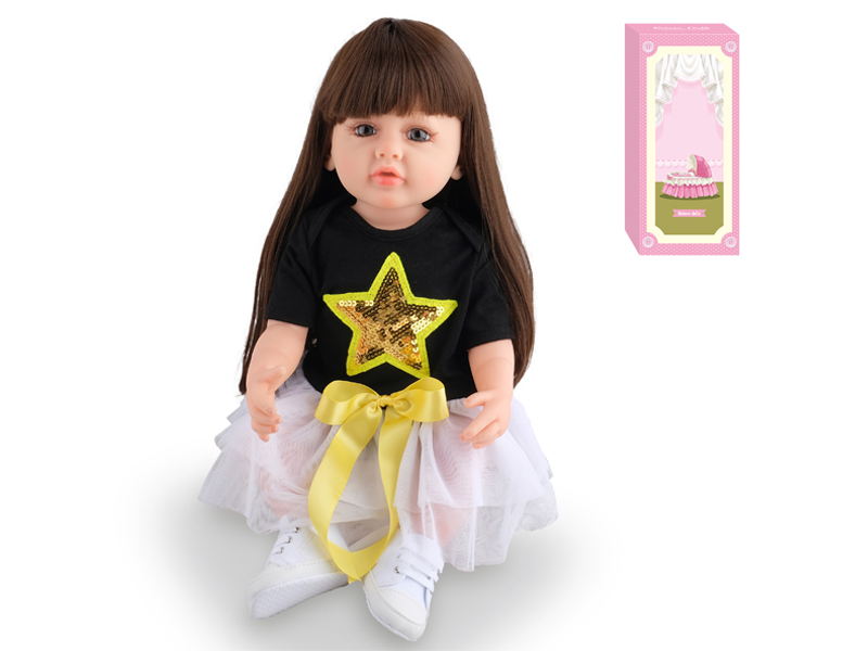 55Cm Simulation Soft Plastic Doll (Wig Cover) With Bottle+ Magnetic Pacifier+Diaper+Birth Card