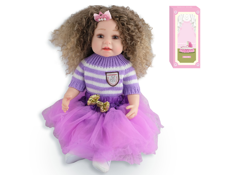 55Cm Simulation Soft Plastic Doll (Wig Cover) With Bottle+ Magnetic Pacifier+Diaper+Birth Card