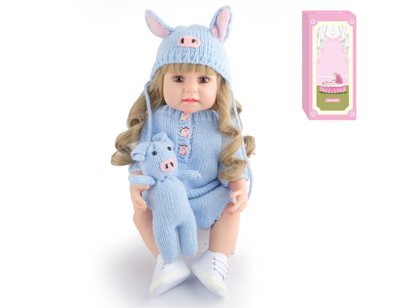 55Cm Simulation Soft Plastic Doll (Wig Cover) With Bottle+ Magnetic Pacifier+Diaper+Birth Card