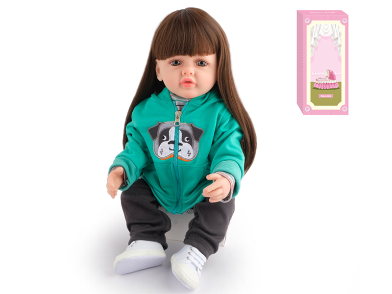 55Cm Simulation Soft Plastic Doll (Wig Cover) With Bottle+ Magnetic Pacifier+Diaper+Birth Card