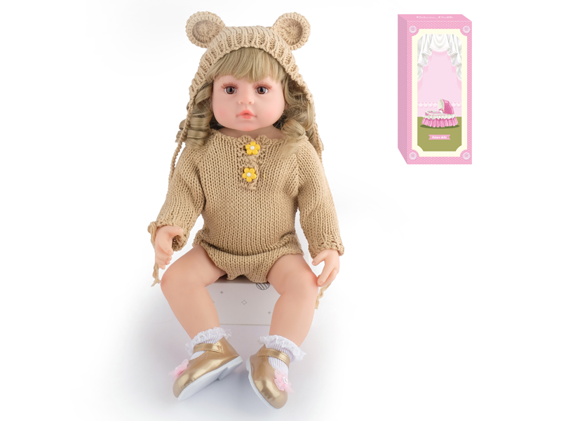 55Cm Simulation Soft Plastic Doll (Wig Cover) With Bottle+ Magnetic Pacifier+Diaper+Birth Card