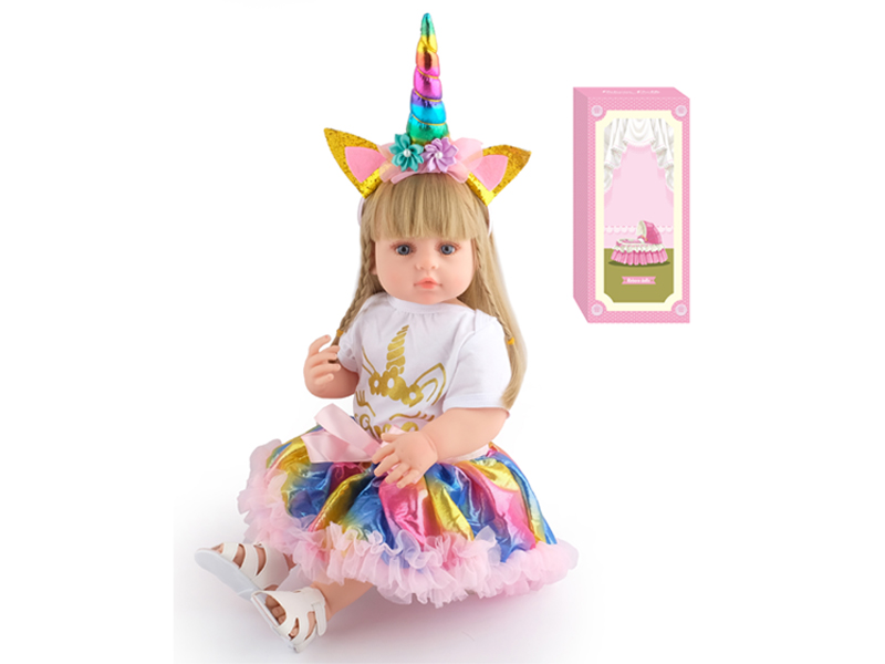 55Cm Simulation Soft Plastic Doll (Wig Cover) With Bottle+ Magnetic Pacifier+Diaper+Birth Card