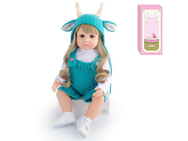 55Cm Simulation Soft Plastic Doll (Wig Cover) With Bottle+ Magnetic Pacifier+Diaper+Birth Card