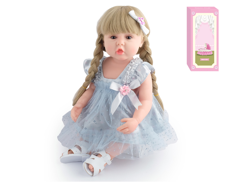 55Cm Simulation Soft Plastic Doll (Wig Cover) With Bottle+ Magnetic Pacifier+Diaper+Birth Card