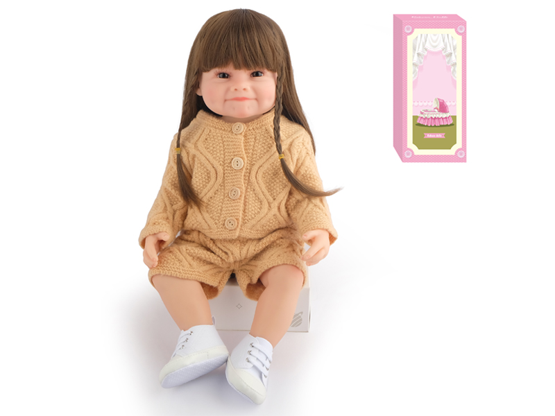 55Cm Simulation Soft Plastic Doll (Wig Cover) With Bottle+ Magnetic Pacifier+Diaper+Birth Card