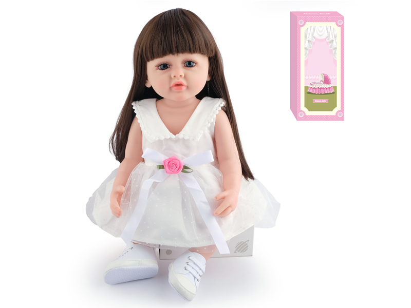55Cm Simulation Soft Plastic Doll (Wig Cover) With Bottle+ Magnetic Pacifier+Diaper+Birth Card