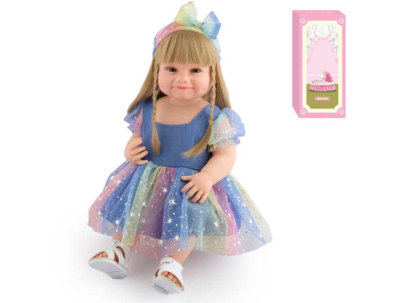 55Cm Simulation Soft Plastic Doll (Wig Cover) With Bottle+ Magnetic Pacifier+Diaper+Birth Card