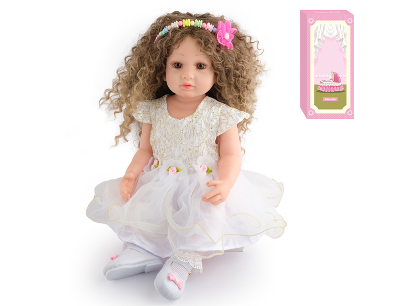 55Cm Simulation Soft Plastic Doll (Wig Cover) With Bottle+ Magnetic Pacifier+Diaper+Birth Card