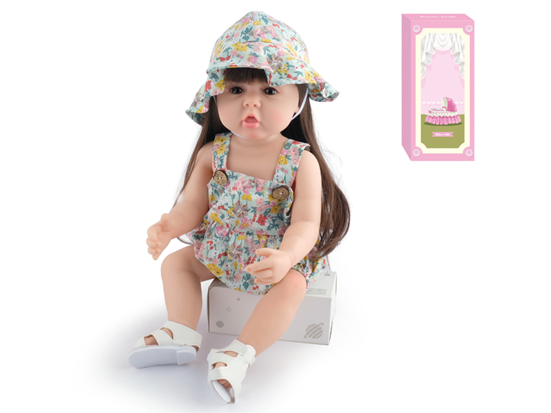 55Cm Simulation Soft Plastic Doll (Wig Cover) With Bottle+ Magnetic Pacifier+Diaper+Birth Card