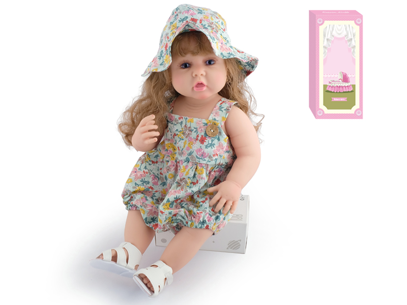 55Cm Simulation Soft Plastic Doll (Wig Cover) With Bottle+ Magnetic Pacifier+Diaper+Birth Card