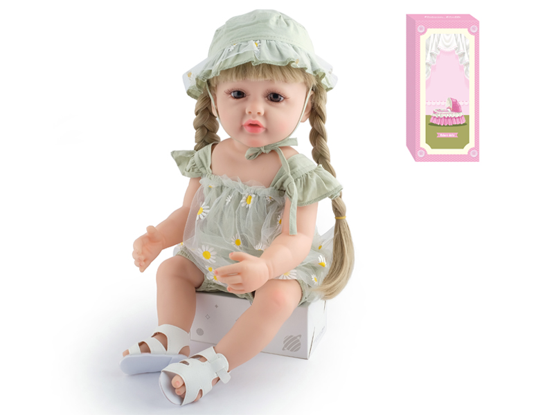 55Cm Simulation Soft Plastic Doll (Wig Cover) With Bottle+ Magnetic Pacifier+Diaper+Birth Card