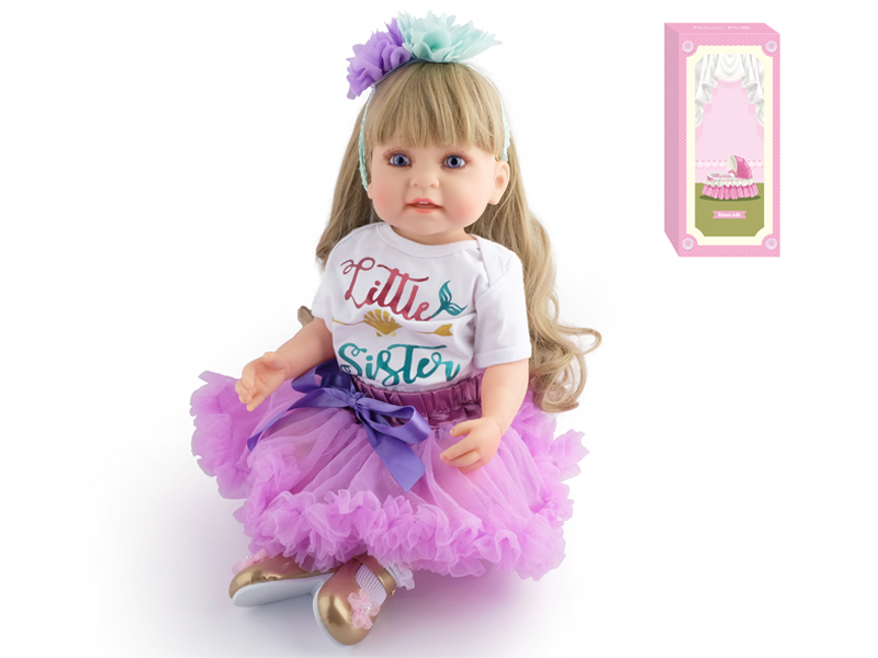 55Cm Simulation Soft Plastic Doll (Wig Cover) With Bottle+ Magnetic Pacifier+Diaper+Birth Card