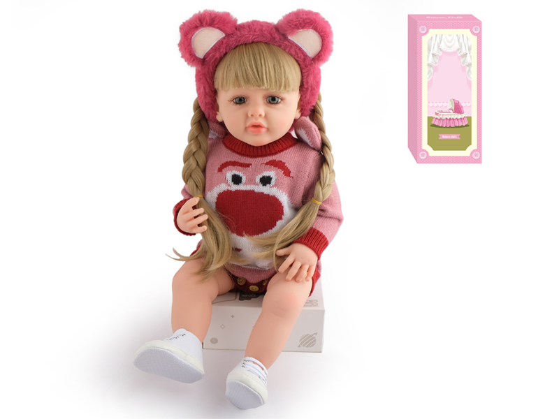 55Cm Simulation Soft Plastic Doll (Wig Cover) With Bottle+ Magnetic Pacifier+Diaper+Birth Card