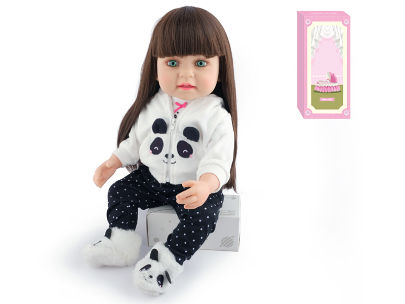 55Cm Simulation Soft Plastic Doll (Wig Cover) With Bottle+ Magnetic Pacifier+Diaper+Birth Card