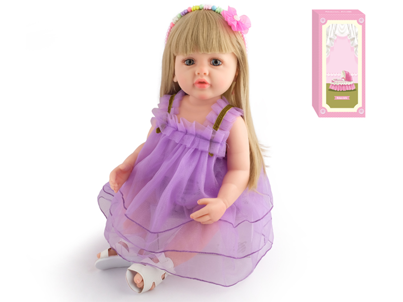 55Cm Simulation Soft Plastic Doll (Wig Cover) With Bottle+ Magnetic Pacifier+Diaper+Birth Card