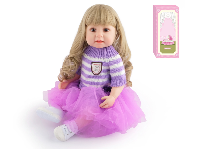 55Cm Simulation Soft Plastic Doll (Wig Cover) With Bottle+ Magnetic Pacifier+Diaper+Birth Card