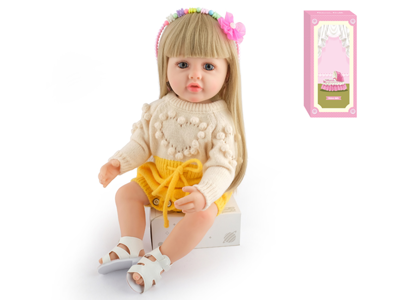 55Cm Simulation Soft Plastic Doll (Wig Cover) With Bottle+ Magnetic Pacifier+Diaper+Birth Card