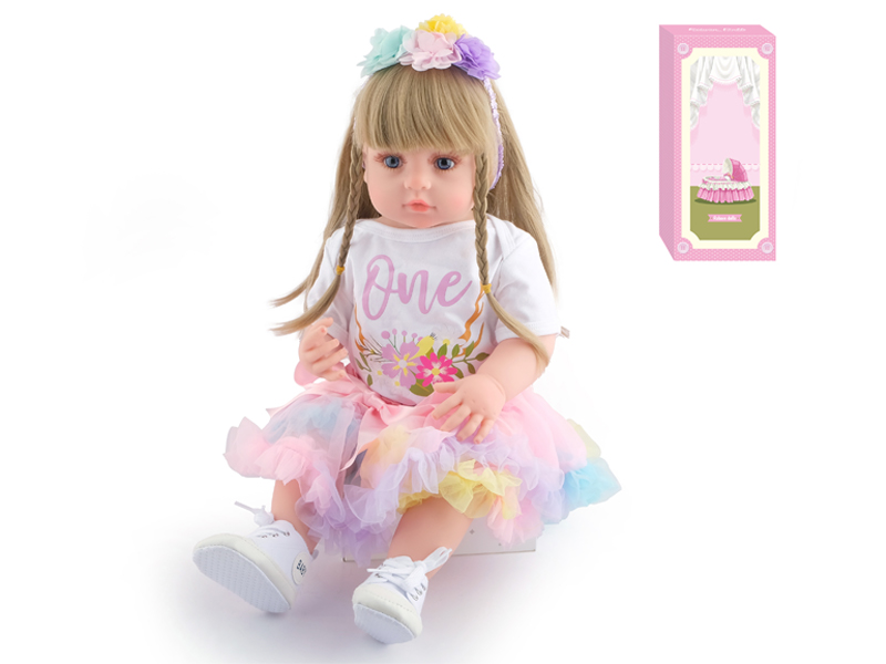55Cm Simulation Soft Plastic Doll (Wig Cover) With Bottle+ Magnetic Pacifier+Diaper+Birth Card