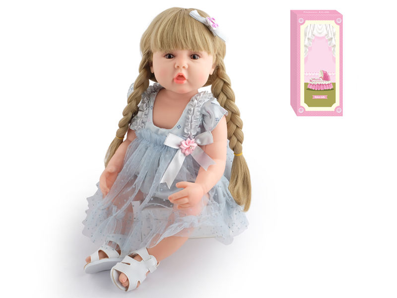 55Cm Simulation Soft Plastic Doll (Wig Cover) With Bottle+ Magnetic Pacifier+Diaper+Birth Card