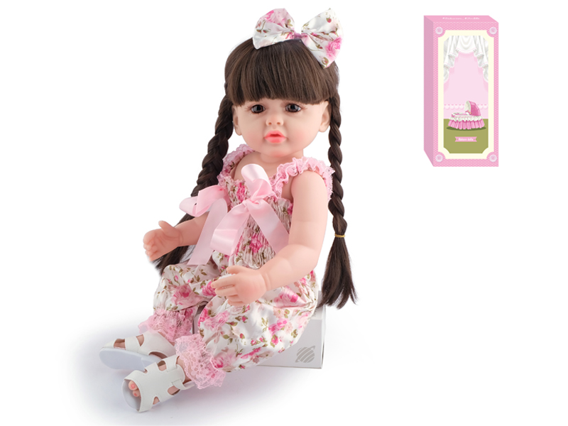55Cm Simulation Soft Plastic Doll (Wig Cover) With Bottle+ Magnetic Pacifier+Diaper+Birth Card