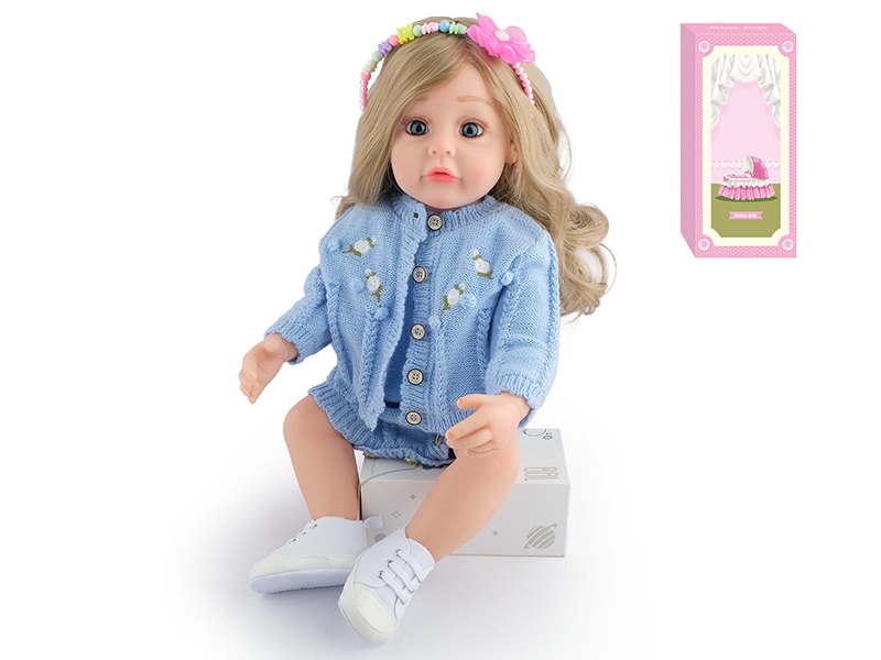 55Cm Simulation Soft Plastic Doll (Wig Cover) With Bottle+ Magnetic Pacifier+Diaper+Birth Card