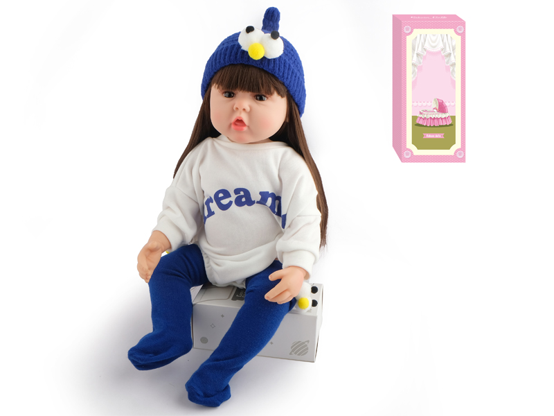 55Cm Simulation Soft Plastic Doll (Wig Cover) With Bottle+ Magnetic Pacifier+Diaper+Birth Card