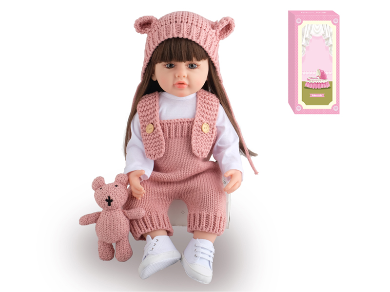 55Cm Simulation Soft Plastic Doll (Wig Cover) With Bottle+ Magnetic Pacifier+Diaper+Birth Card
