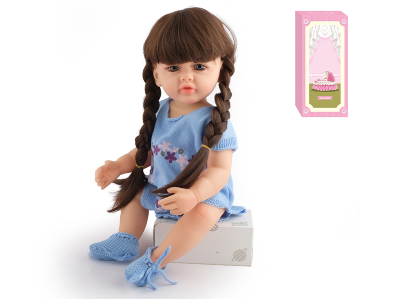 55Cm Simulation Soft Plastic Doll (Wig Cover) With Bottle+ Magnetic Pacifier+Diaper+Birth Card
