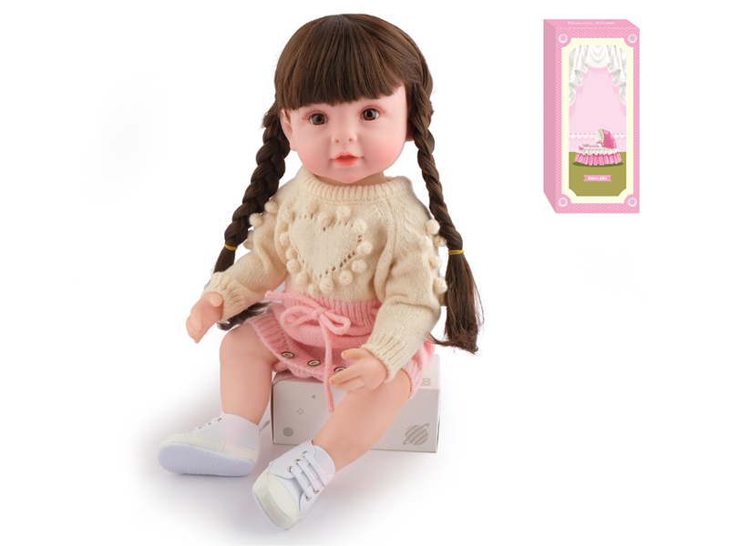 55Cm Simulation Soft Plastic Doll (Wig Cover) With Bottle+ Magnetic Pacifier+Diaper+Birth Card