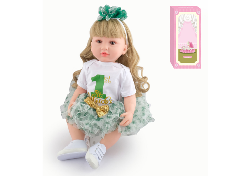 55Cm Simulation Soft Plastic Doll (Wig Cover) With Bottle+ Magnetic Pacifier+Diaper+Birth Card