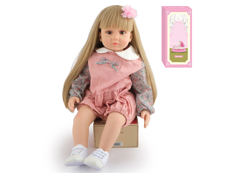 60Cm Simulation Soft Plastic Doll (Wig Cover) With Bottle+ Magnetic Pacifier+Diaper+Birth Card+Shoes