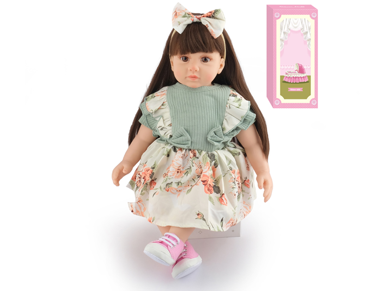 60Cm Simulation Soft Plastic Doll (Wig Cover) With Bottle+ Magnetic Pacifier+Diaper+Birth Card+Shoes