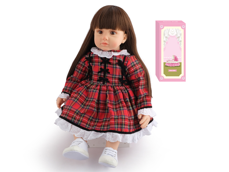 60Cm Simulation Soft Plastic Doll (Wig Cover) With Bottle+ Magnetic Pacifier+Diaper+Birth Card+Shoes