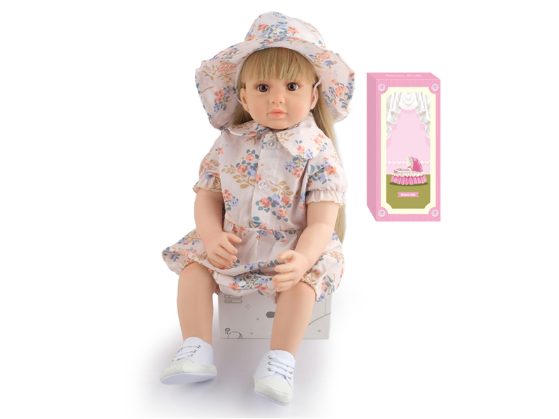 60Cm Simulation Soft Plastic Doll (Wig Cover) With Bottle+ Magnetic Pacifier+Diaper+Birth Card+Shoes