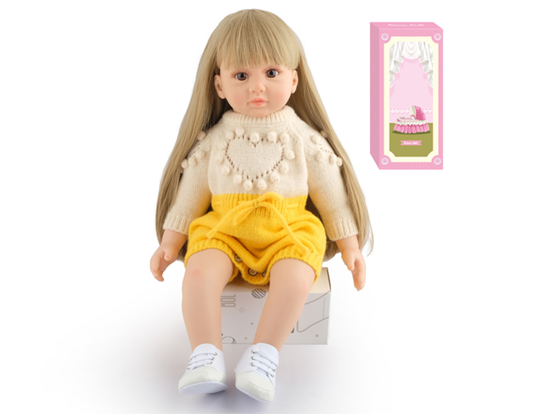 60Cm Simulation Soft Plastic Doll (Wig Cover) With Bottle+ Magnetic Pacifier+Diaper+Birth Card+Shoes