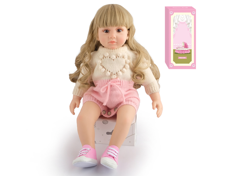 60Cm Simulation Soft Plastic Doll (Wig Cover) With Bottle+ Magnetic Pacifier+Diaper+Birth Card+Shoes