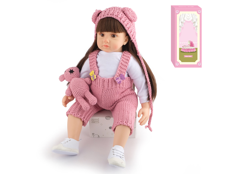 60Cm Simulation Soft Plastic Doll (Wig Cover) With Bottle+ Magnetic Pacifier+Diaper+Birth Card+Shoes