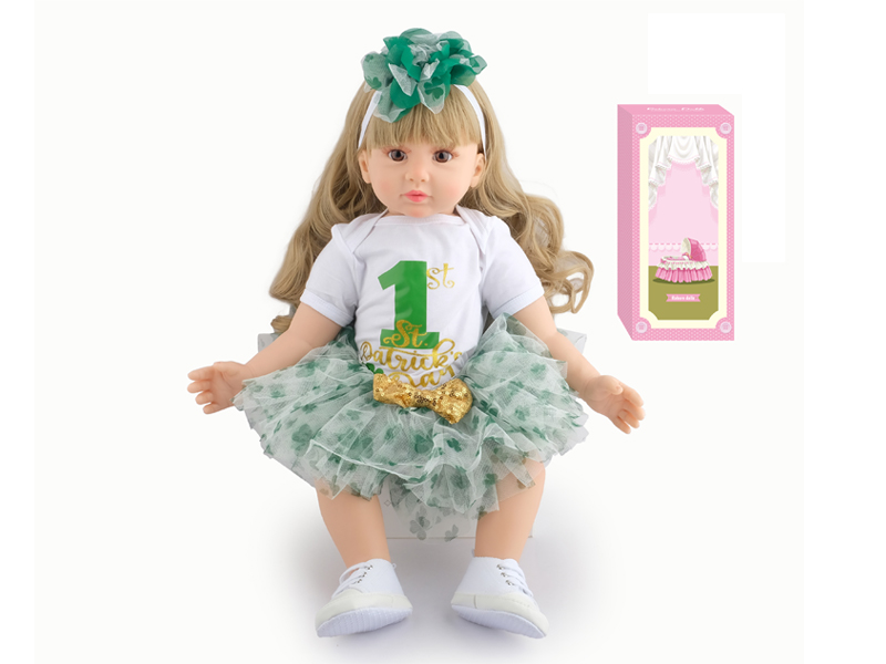 60Cm Simulation Soft Plastic Doll (Wig Cover) With Bottle+ Magnetic Pacifier+Diaper+Birth Card+Shoes