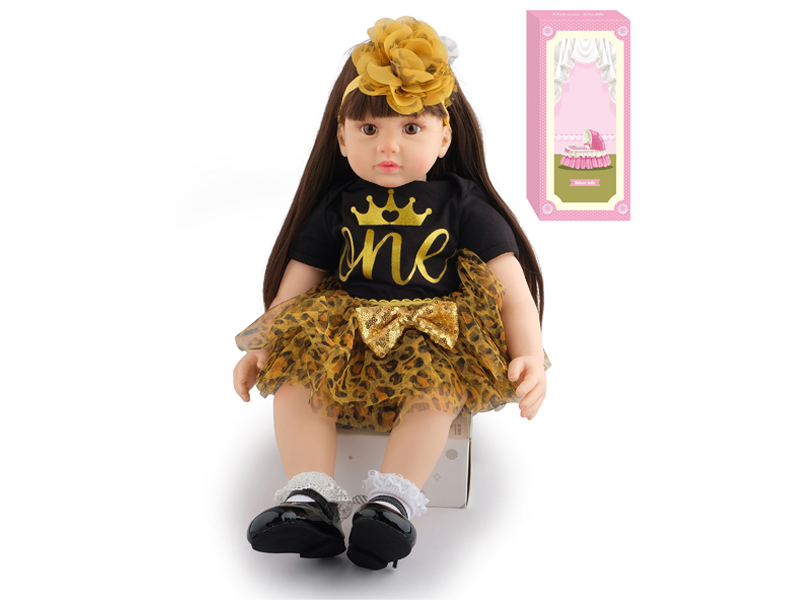 60Cm Simulation Soft Plastic Doll (Wig Cover) With Bottle+ Magnetic Pacifier+Diaper+Birth Card+Shoes