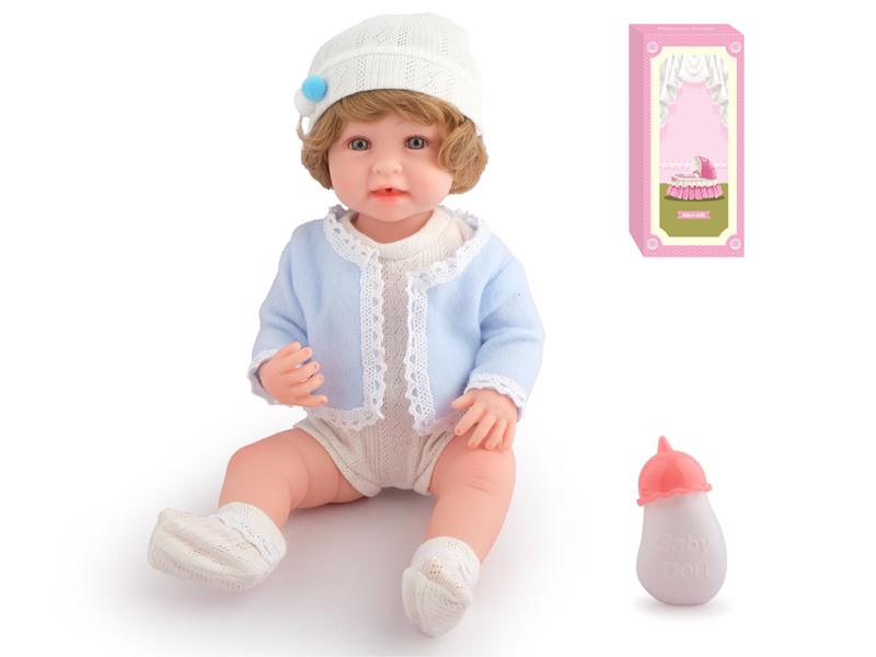 38Cm Soft Plastic Doll With Ic 12 Sound (Drinking Water And Urinating)+Pacifier+Water Bottle+Diaper+Birth Card
