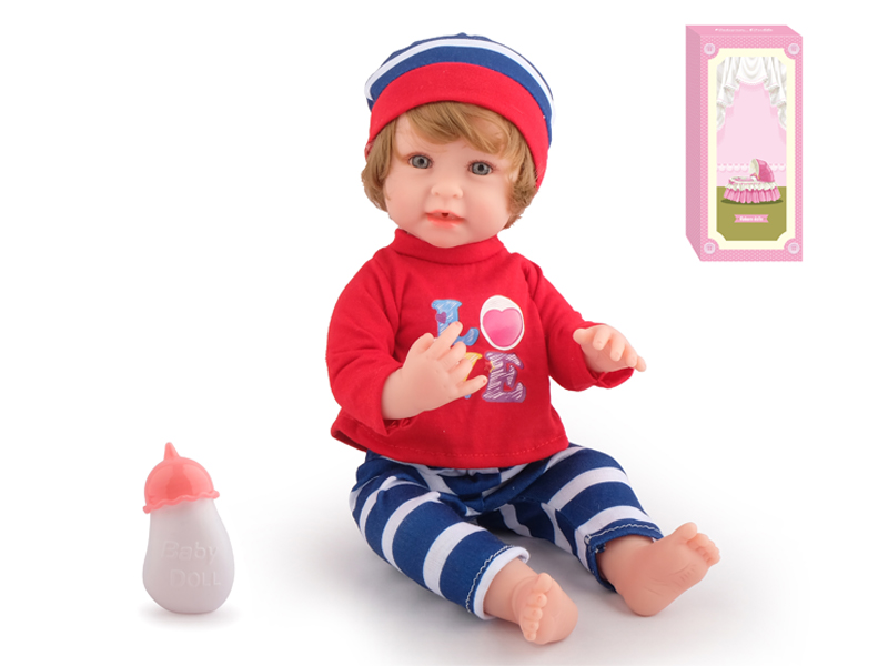 38Cm Soft Plastic Doll With Ic 12 Sound (Drinking Water And Urinating)+Pacifier+Water Bottle+Diaper+Birth Card